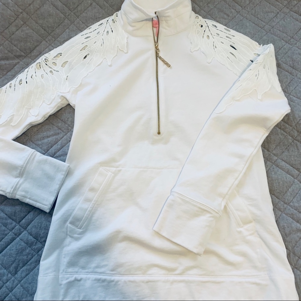 Lilly Pulitzer White Lace Sweatshirt Size XXS